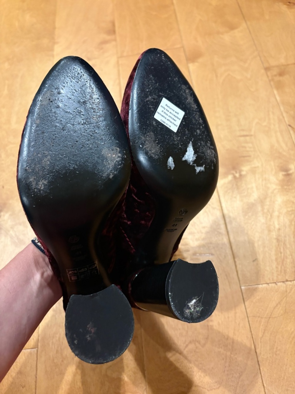 3.1 Phillip Lim Kyoto ankle booties crushed burgundy velvet high heel sz 41 10 - Picture 9 of 11